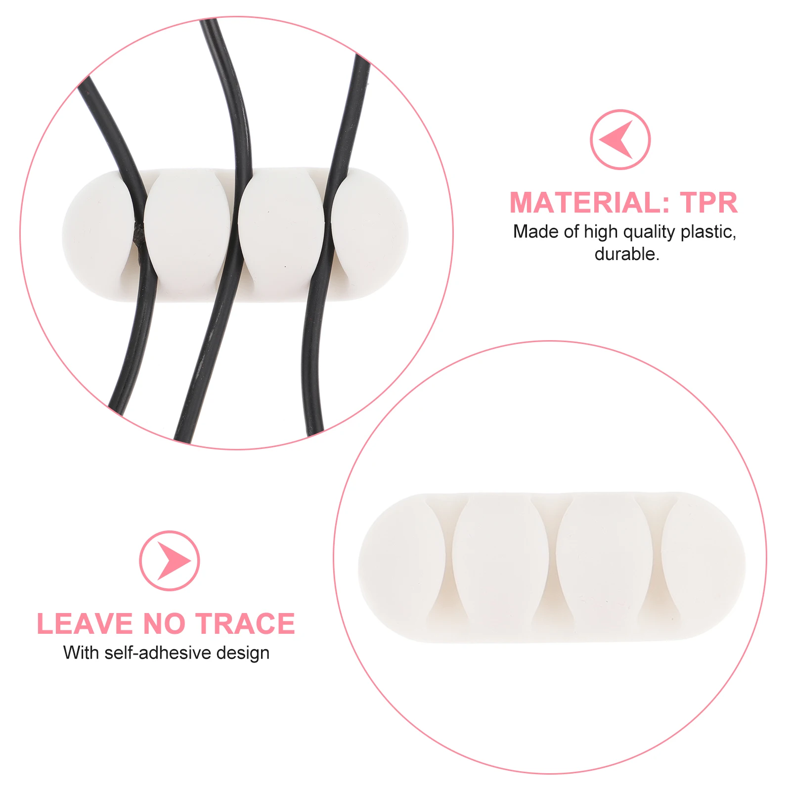 

10pcs TPR Desk Tpr Cord Organizer Small Size Durable 3Hole Wire Clips Holder Desktop Cord Clips Wire Organizer