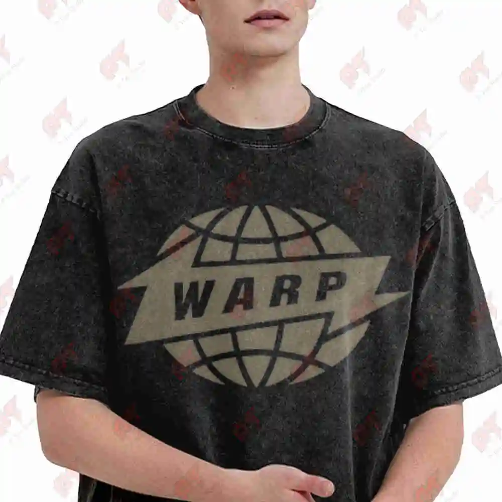 Warp Records Aphex Twin Autechre Vintage Washed Tee Pure Cotton T-Shirt