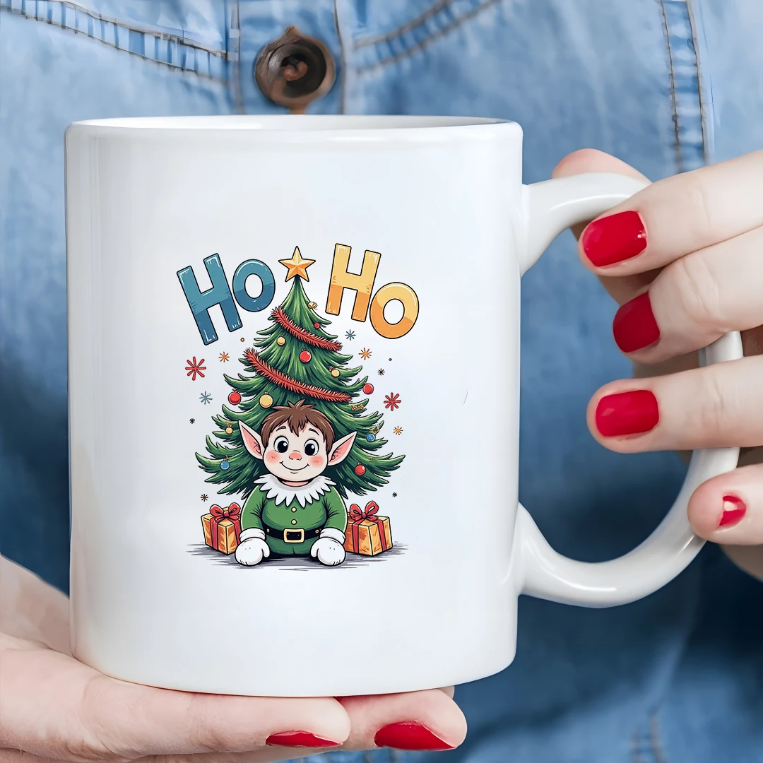 Taza navideña de dibujos animados de 11oz + taza con temática festiva, regalo de Navidad, taza para niños, juego de tazas de café para oficina familiar