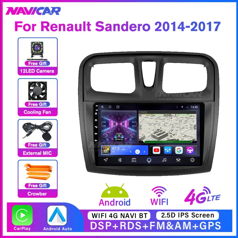 2 Din Android10 6G+128G Car Radio For Renault Sandero 2014 2015 2016 2017 Car Multimedia Player Carplay GPS Navigation NO DVD