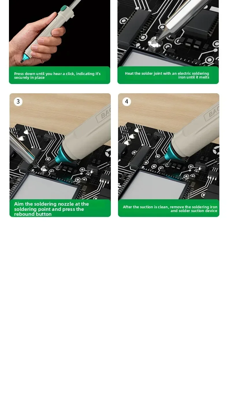 BAOLIAN Entlötpumpe Manueller Lötsauger Vakuum Starke Saugkraft Hitzebeständiges Entlötwerkzeug für Elektronik-Reparatur DIY – Detail 16
