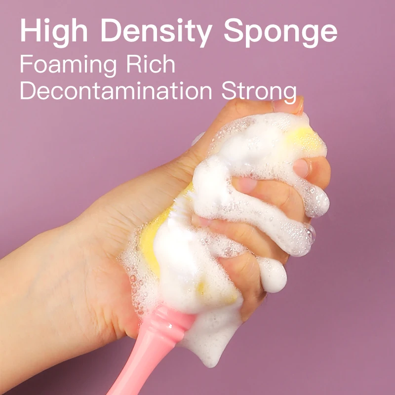 2023 New Design Nylon Sponge Baby Bottle Cleaning Brush Set Nipple Brush Feeding Bottle Cleaner Tools 2 in 1