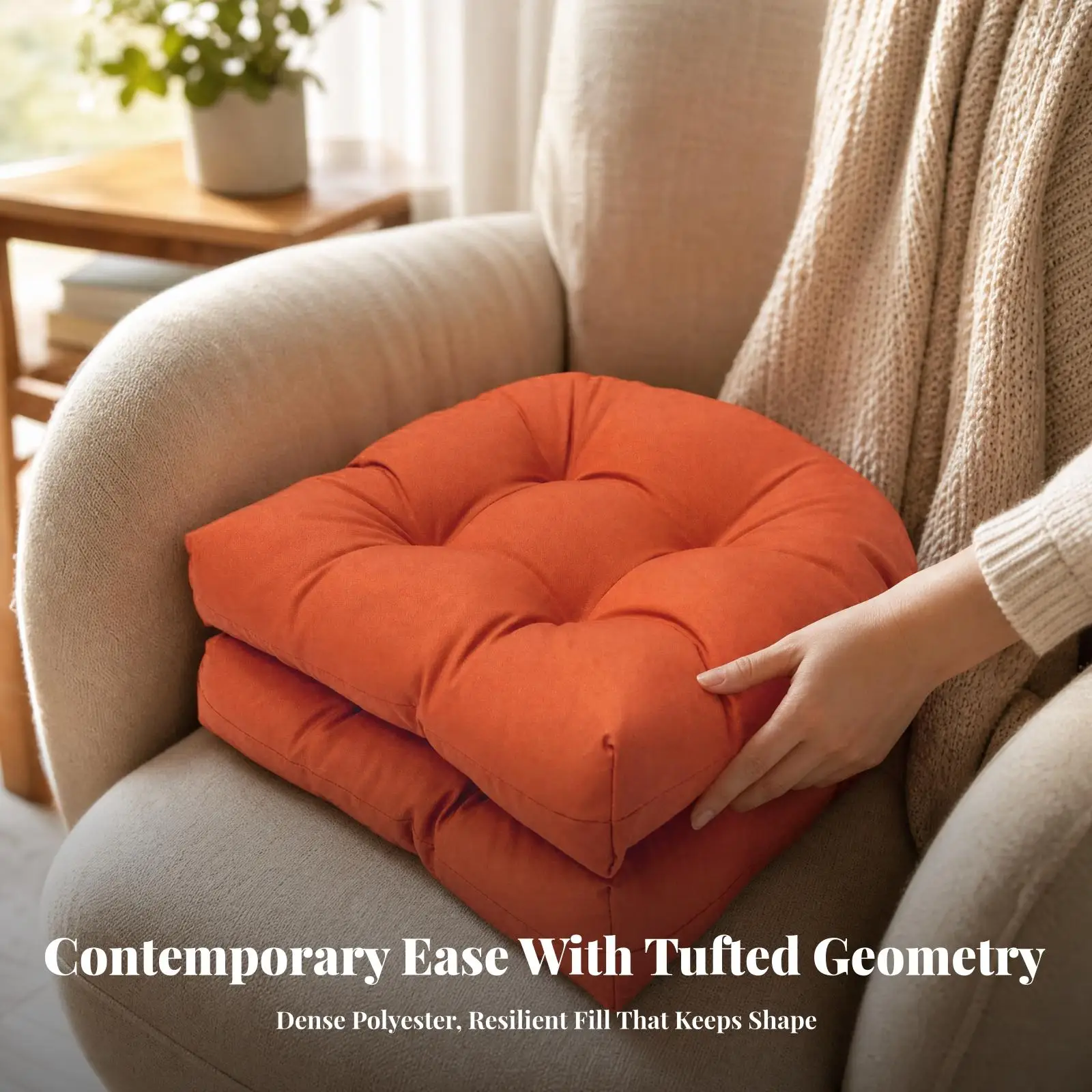 Thick Square Outdoor Sofa Cushion Polyester Patio Chair Pad Comfortable Garden Seating Cushion for Rattan Furniture