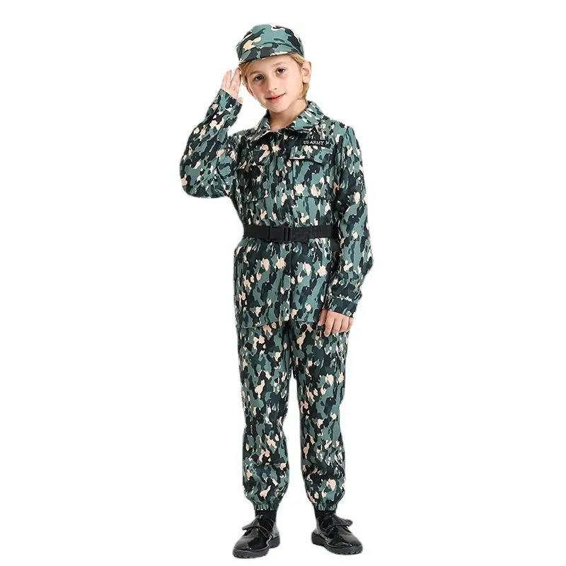 kids Police Cosplay Costumes Children special forces clothing army scouting combat uniform field camouflage Costumes Coat Pants