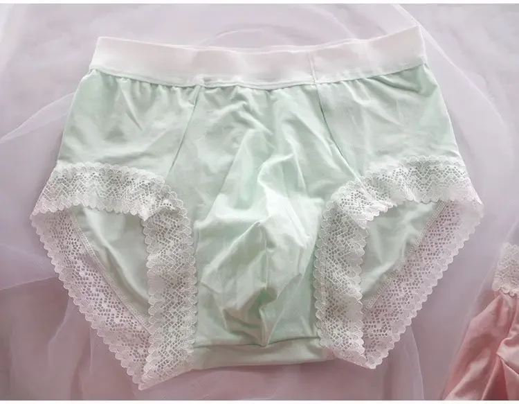 Slip BF da uomo con orlo in pizzo rosa modale morbido privato FKK Party Harajuku Run Touring