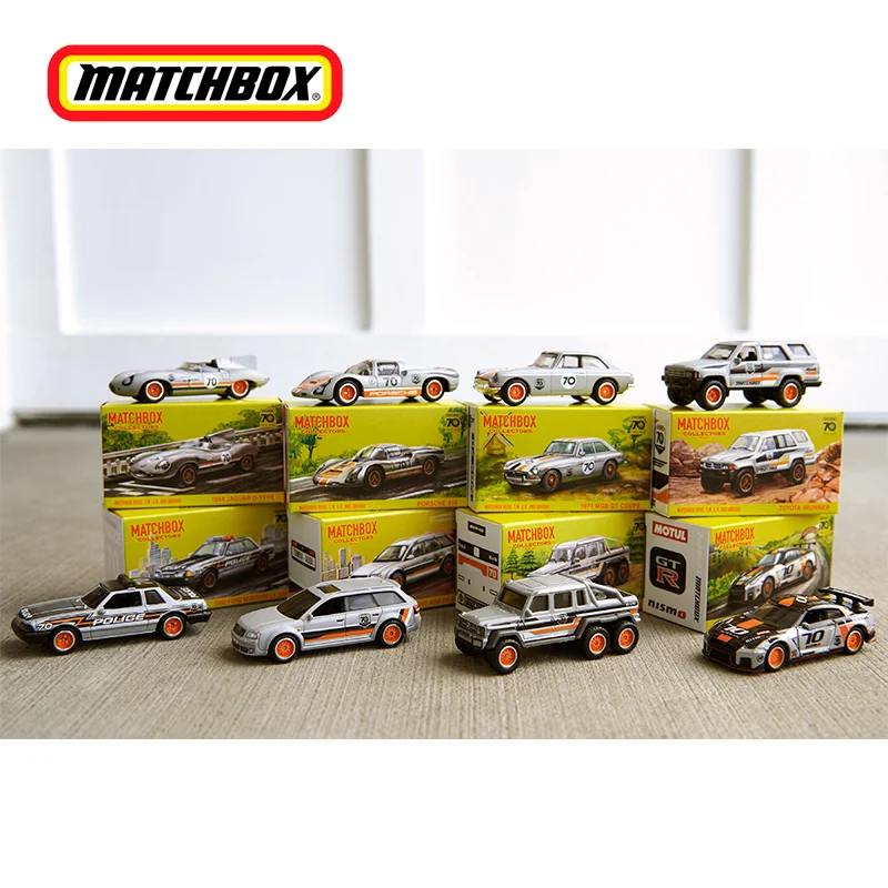 Original Matchbox Car 70th Years Kid Toys for Boys 1/64 Diecast 8 Vehicles Set Ford Mustang Porsche 910 Audi RS6 Nissan GTR Gift