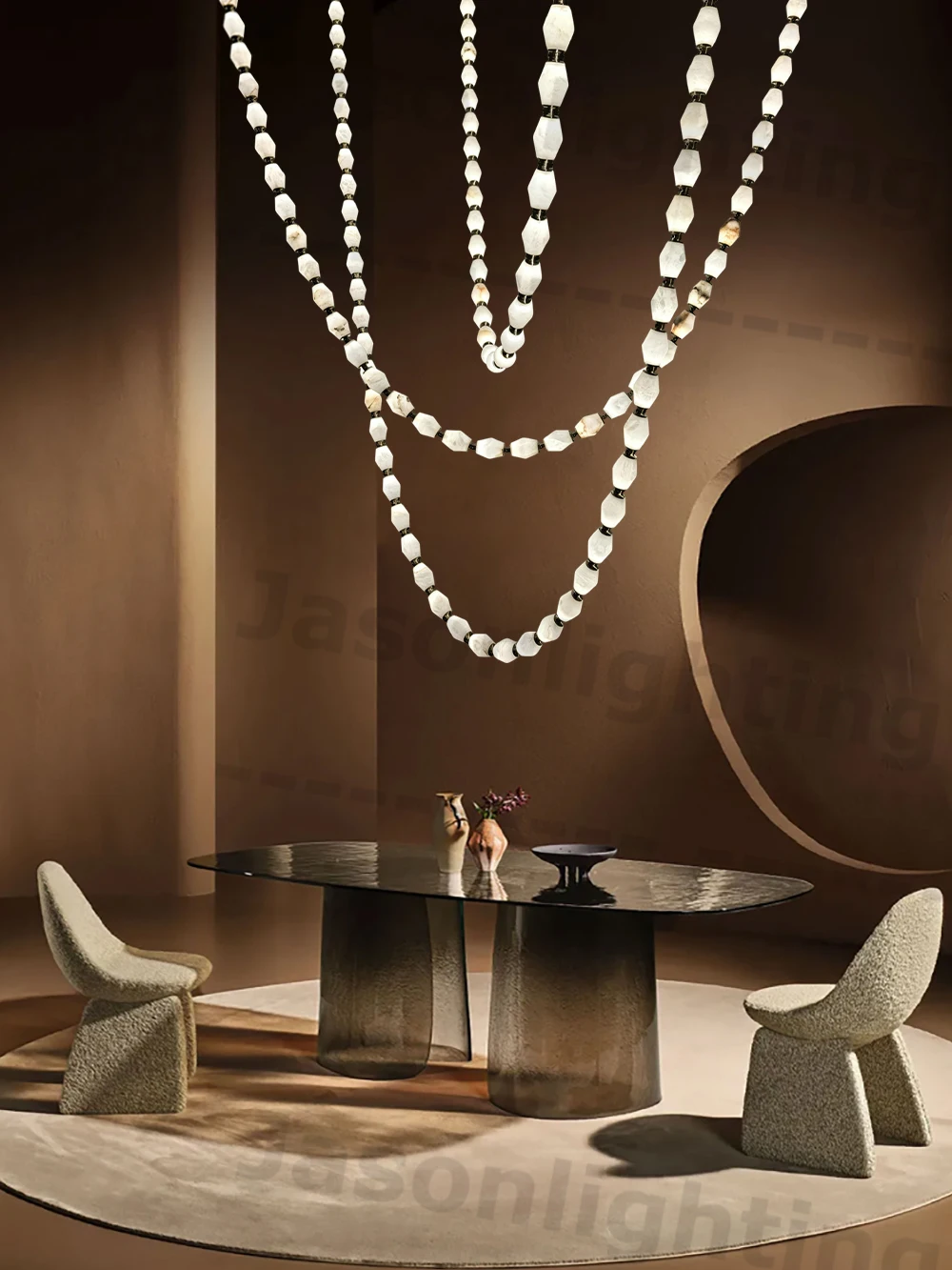 Marble DIY Long Strap LED Dimming 2026 Chandelier Alabaster Staircase Pendant Light Suspension Luminaire Lampen For Living Room
