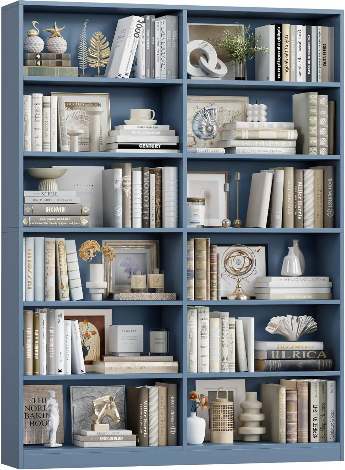 

Bookshelf and Bookcase, 6-Tier Double Wide Bookshelves, Freestanding Display Storage Shelves, Tall Bookcases for Home De