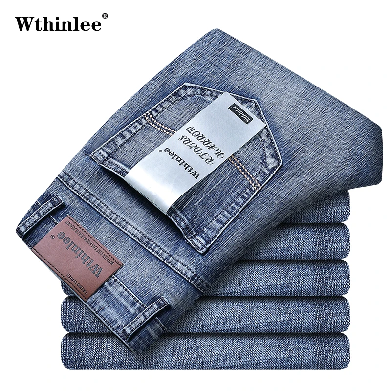 Classic Business casual Jeans men 2024 new Fashion Blue Slim Stretch Denim Trousers Male high quality Luxury pants men Clothing