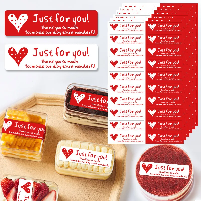 

100-200pcs/pack Red Love "just for You" Thank You Stickers Small Business Gift Box Packaging Seals Labels Baking Cake Decoration