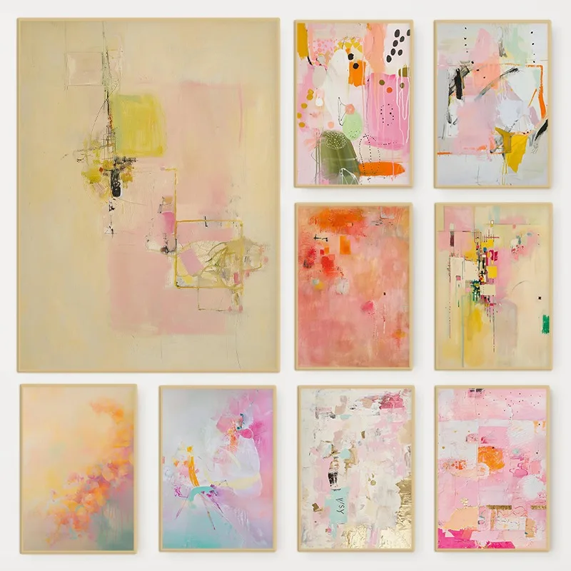 Póster colorido abstracto moderno, obras de arte contemporáneas minimalistas, pintura en lienzo, arte de pared, decoración del hogar para sala de estar, Mur