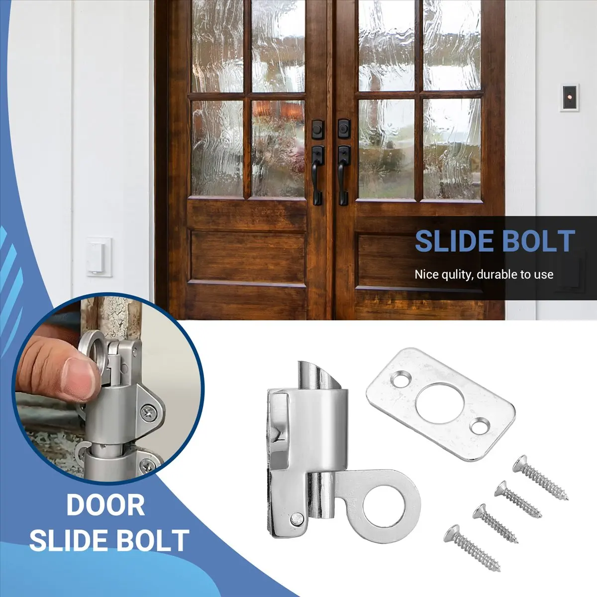 A89X Home Security Spring Slide Bolt Window Door Automatic Latch Lock Self Closing