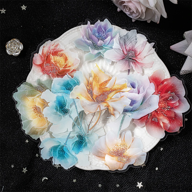 

Текущий свет, цветочная комната, серия, винтажный бронзовый цветочный пейзаж, наклейка для домашних животных, креативный материал для журнала «сделай сам», канцелярские принадлежности для коллажа