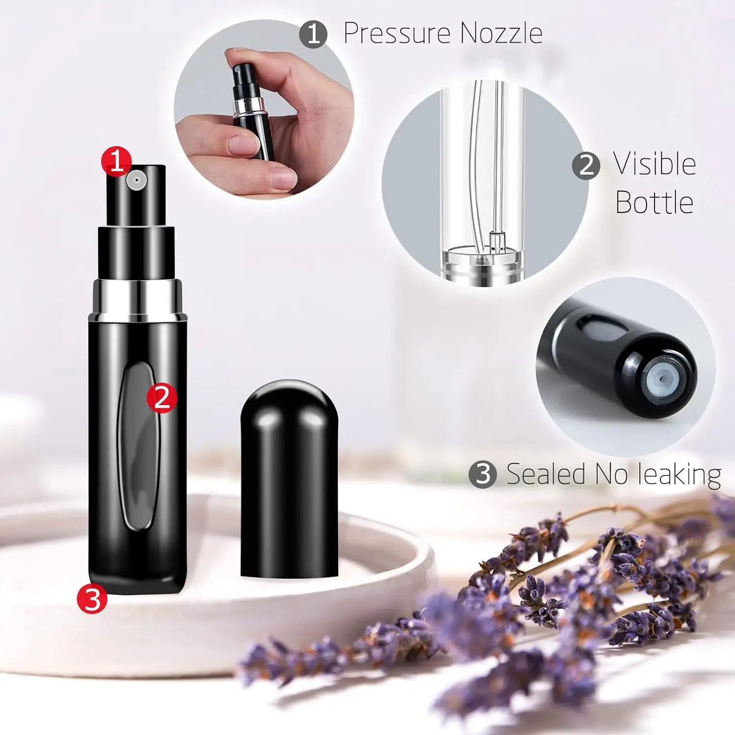 6Pcs Travel Perfume Refill Bottle Portable Mini Atomizer Refillable Spray Pump Rechargeable Empty Dispenser Cologne Sprayer