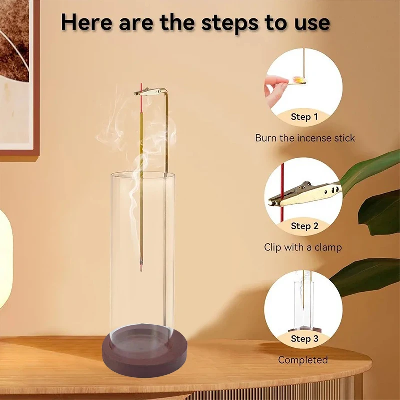 מחזיק קטורת מודרני מבער עם זכוכית נשלפת קטרת מקלות בסיס עבור חדר תפאורה יוגה מדיטציה