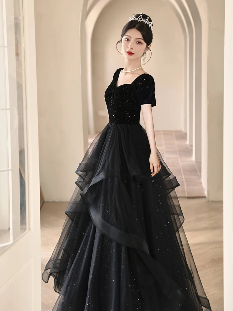 

Ele Bla Evening Gown for Women High-End Luxury Par Dr Adult Ceremony Host ort Sve Long Dr