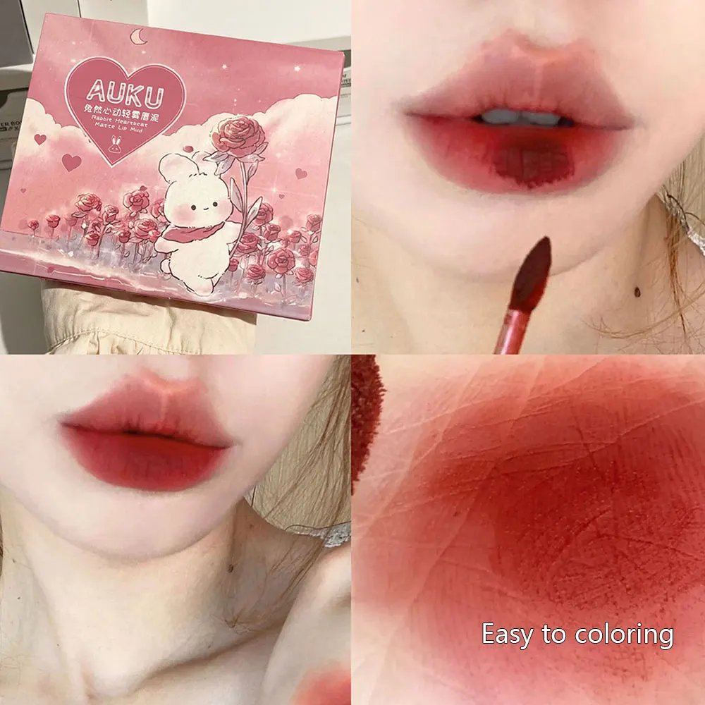 6 PCS Kawaii Lipsticks Set Free Shipping Korean Make Up Beauty Cosmetics Matte Lip Mud Waterproof Long lasting Makeup for women