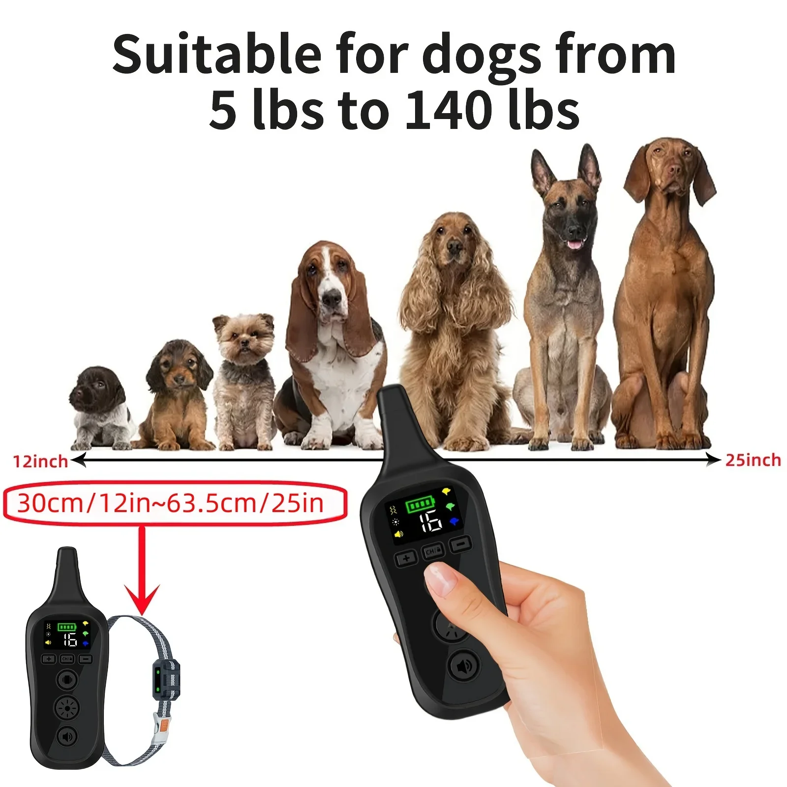 Rechargeable Remote Control Electronic Dog Training Collar with Sound and Vibration Anti-Barking and Anti-Biting Collar for Dogs