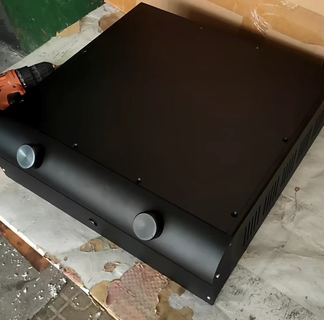 Nuevo diseño, amplificador de subwoofer negro/amplificador de tubo/amplificador de audio/hifi/carcasa DIY (430*120*411)