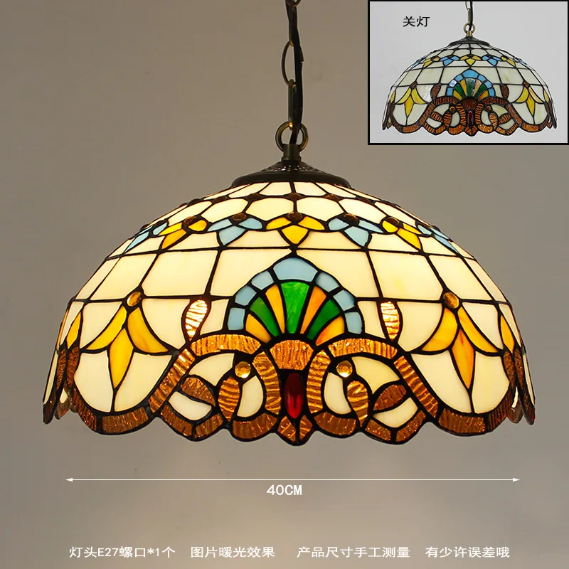 Vintage Tiffany Pendant Lights Mediterranean Baroque Stained Glass Hanging Lamp Led Kitchen Home Loft Decor Lighting Fixtures