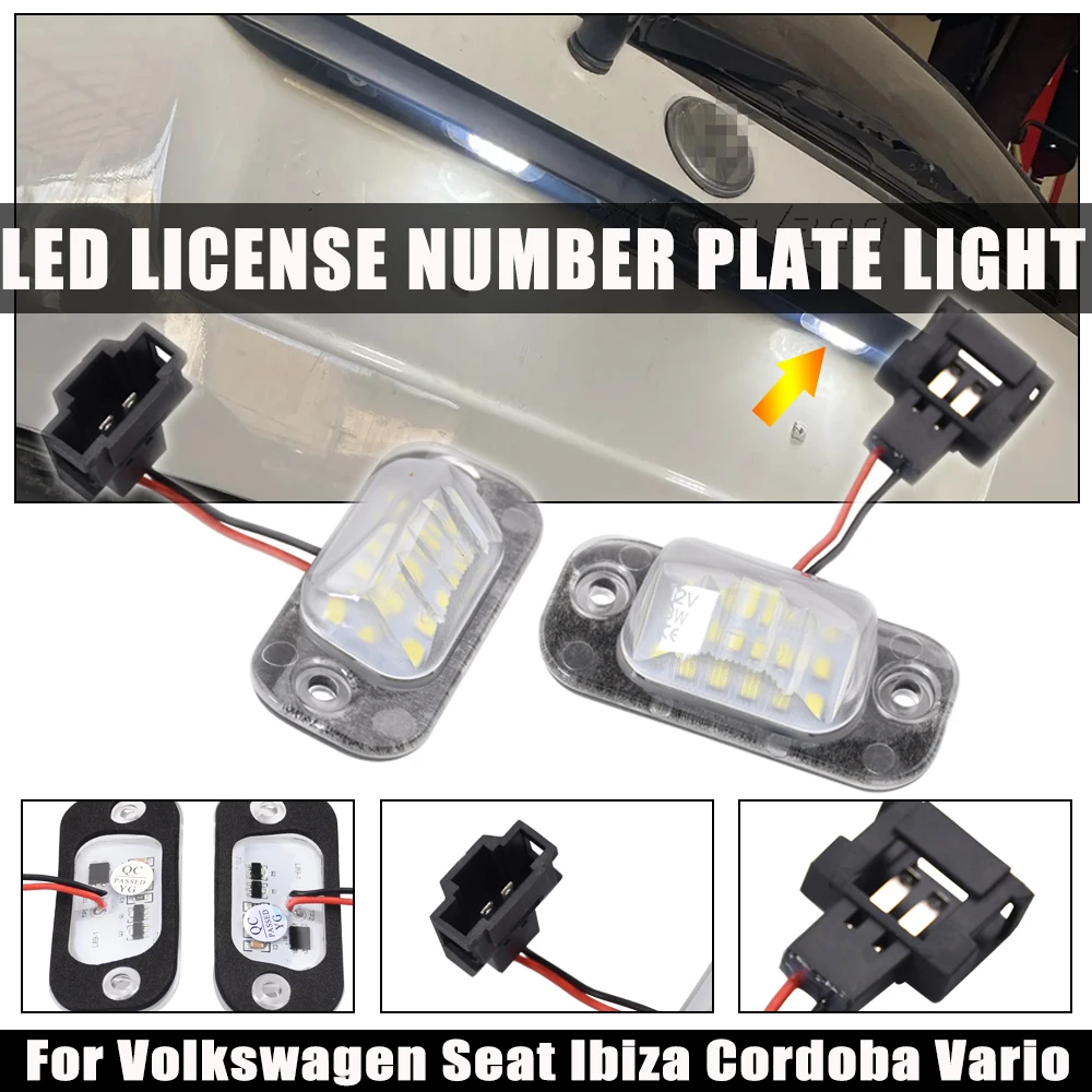 2Pcs Car LED License Number Plate Light Lamps For VW Golf 3 Hatchback Cabriolet Polo MK3 6K Seat Ibiza 2 Toledo 1L Cordoba 6K