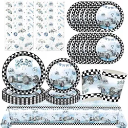 Blue Race Car Birthday Party Decor Racing Car Birthday Party Tableware Race Car Theme Plate Cup Napkins Racing Party Supplies