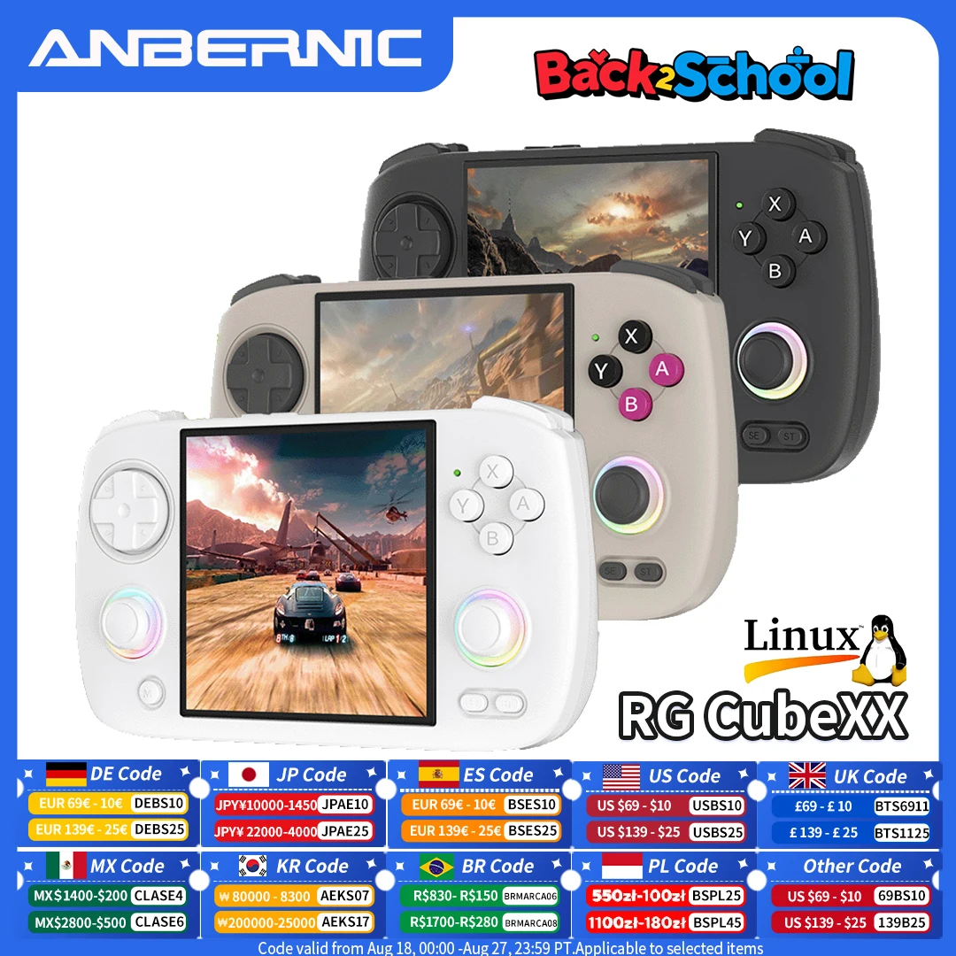 ANBERNIC RG CubeXX وحدة تحكم بجهاز لعب محمول 3.95 "IPS 720*720 شاشة لينكس واي فاي بلوتوث HD-Connection ريترو وحدة تحكم ألعاب الفيديو