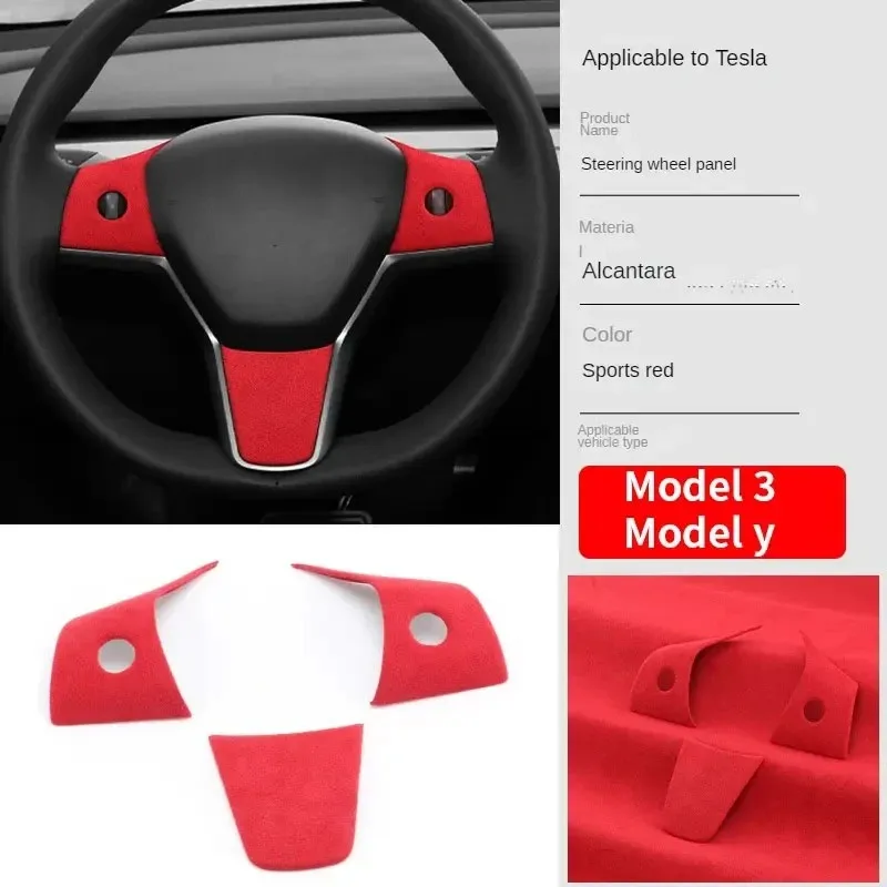 

Leather Car Steering Wheel Cover Mat Interior Protective Sticker for Tesla Model 3 Model Y 2022 2021 2020 2019