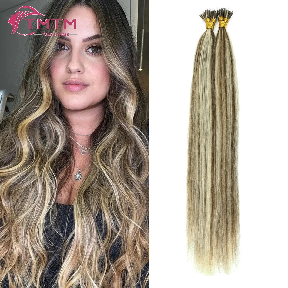 

50strands Straight Nano Ring Hair Extensions 6-613# Keratin Capsule Micro Ring Hair Natural Fusion Hair Entensions 16-22Inch