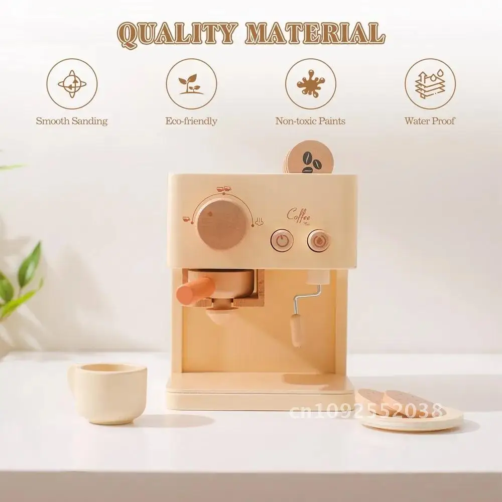 Kids Wooden Montessori Toy Set Children's Coffee Machine Cosplay Children Educational Toys Toys Kitchen Gifts House