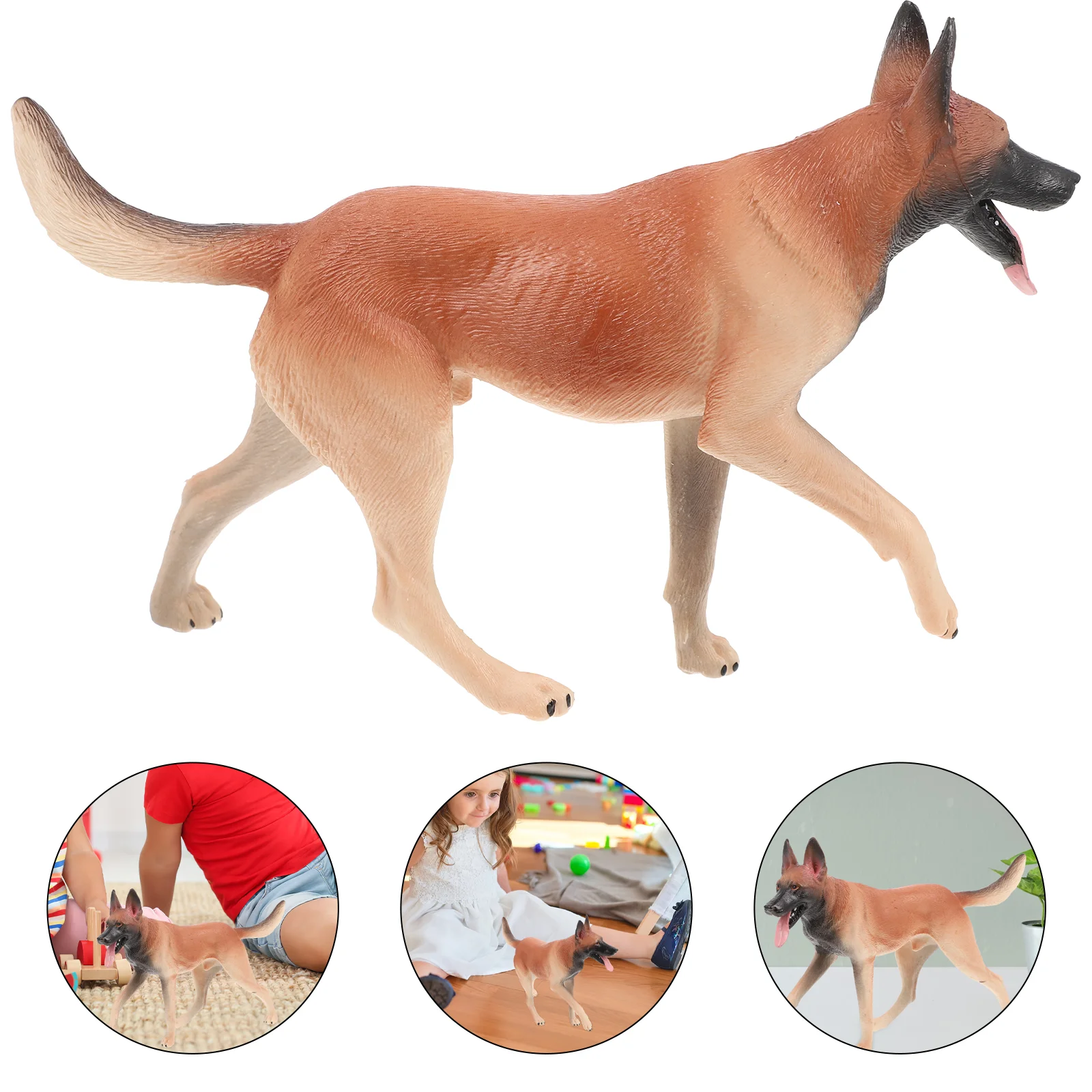 Small Puppy Toys for Kids Mini Figurines Plastic German Shepherd Statue Ornament