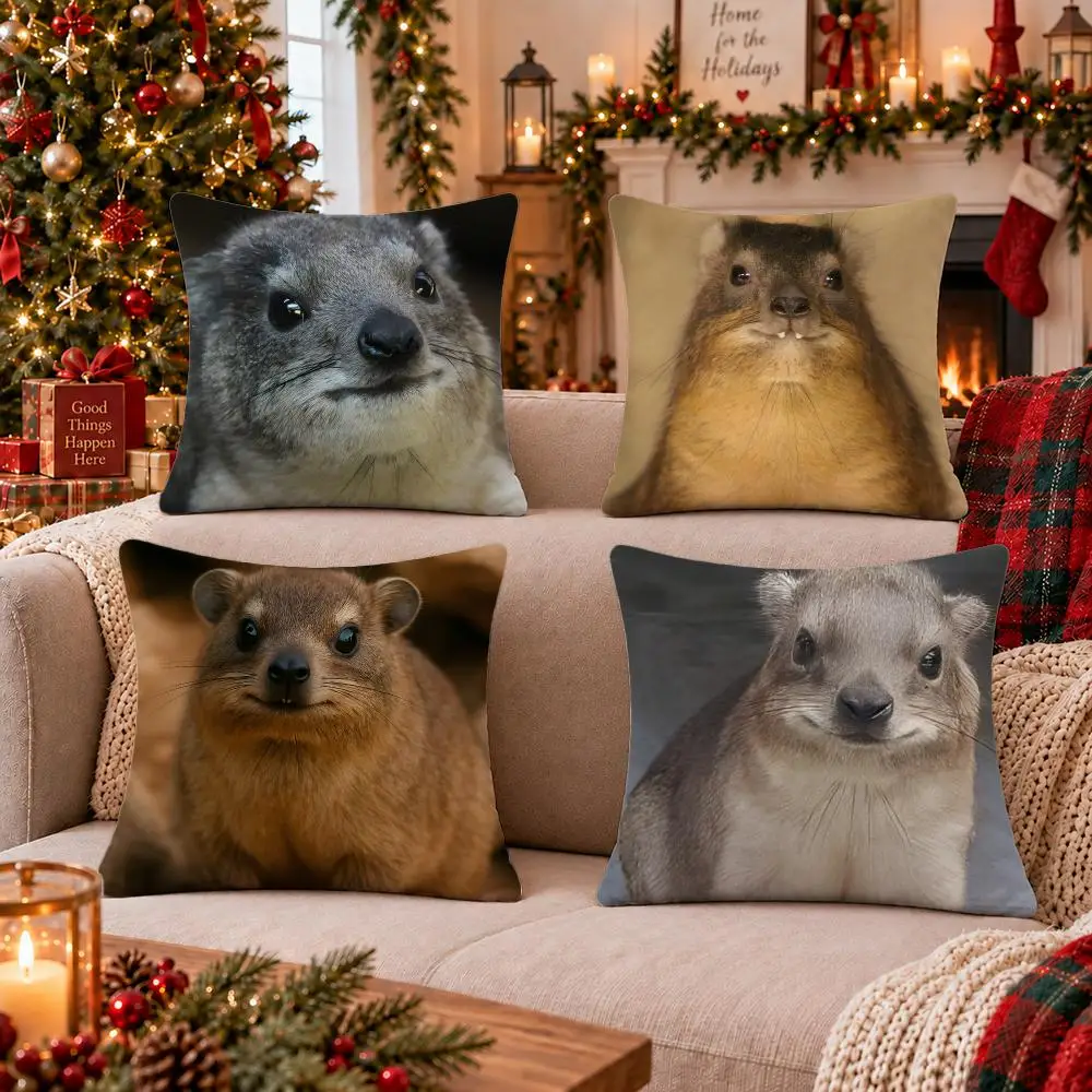 Rock Hyrax Cushion Cover Cushion Cover Soft Plush Cushion Covers Fluffy Throw Pillow Cases for Sofa Bedroom  Decor