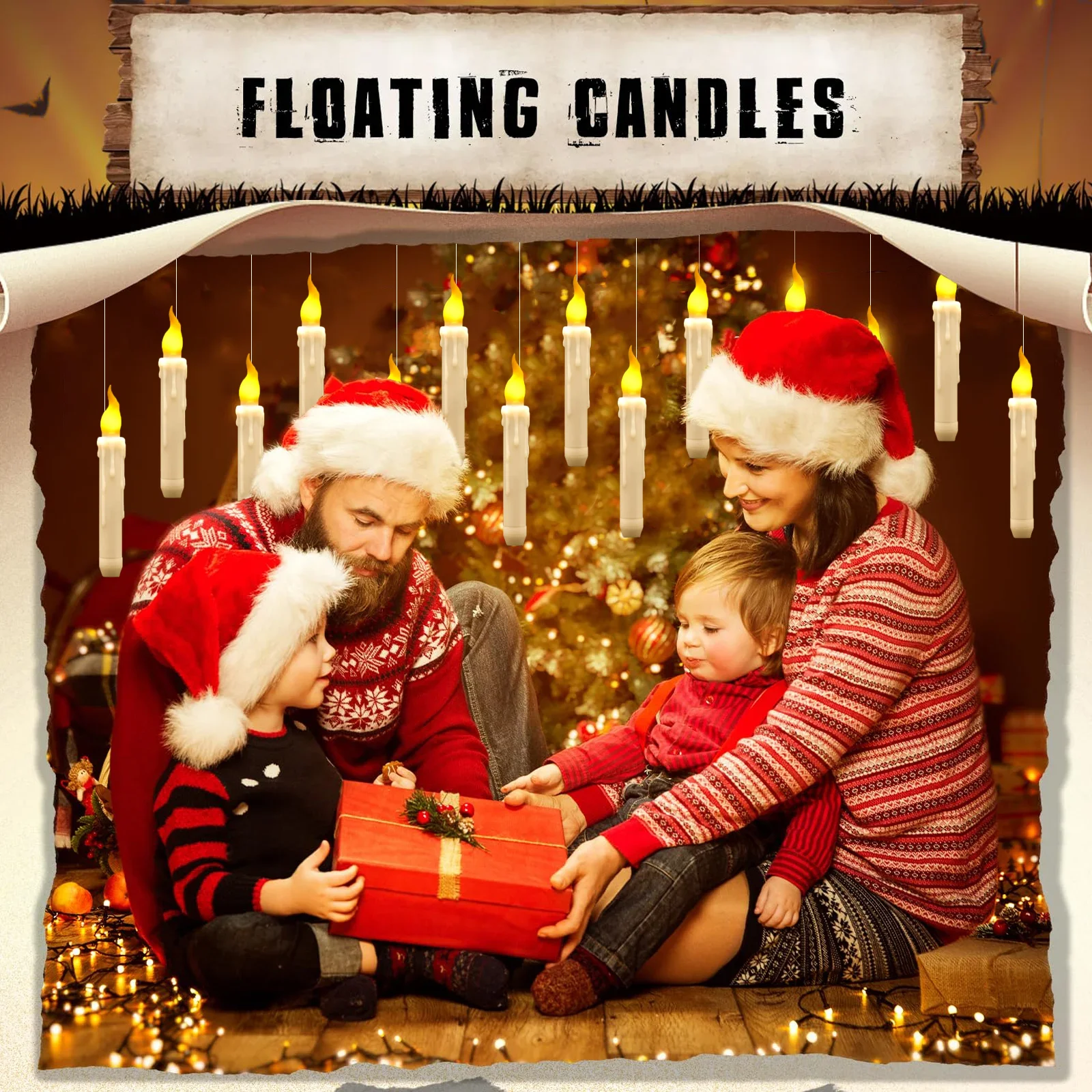 12/24Pcs Floating Candles with Magic Wand Remote LED Candles with Flickering Flame Battery Operated Candles for Halloween Xmas