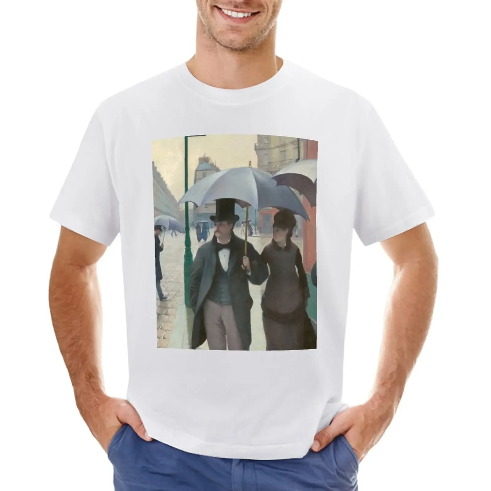 Paris Street; Rainy Day - (Rue de Paris, temps de pluie) - Caillebotte T-shirt blacks boys animal print tops mens funny t shirts