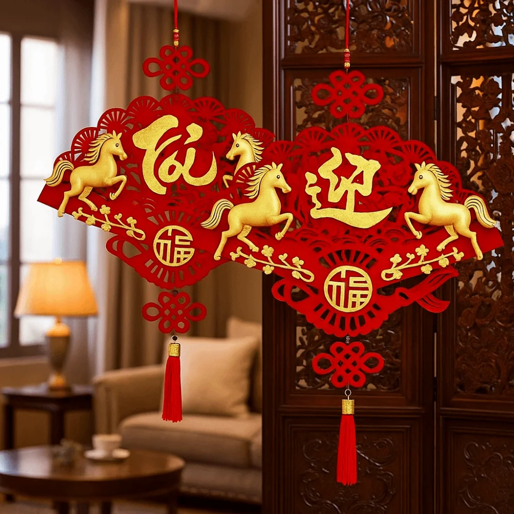 النمط الصيني الفيتنامية السنة الجديدة قلادة التقليدية الأحمر فيتنام محظوظ زخرفة نعمة مع المعلقات شخصية فو شرابة