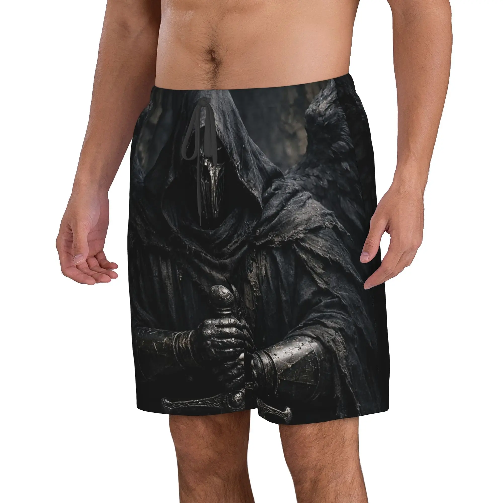 Mysterious Dark Angel God Wielding Sword Trunks Beach Board Shorts Casual Quick Dry Swim Summer Men Pants