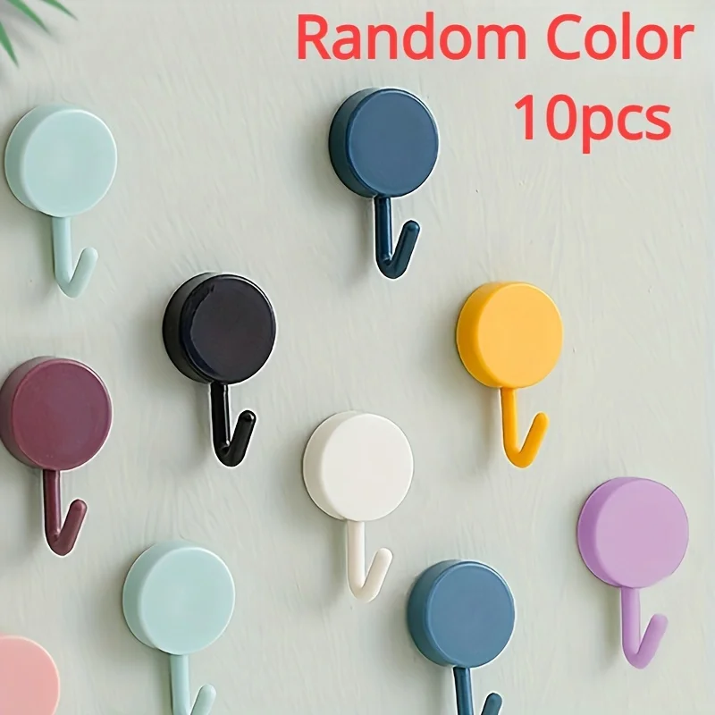 10PCS Self Adhesive Wall Hook Strong Without Drilling Coat Bag Bathroom Door Kitchen Towel Hanger Hooks Home Storage Accessories