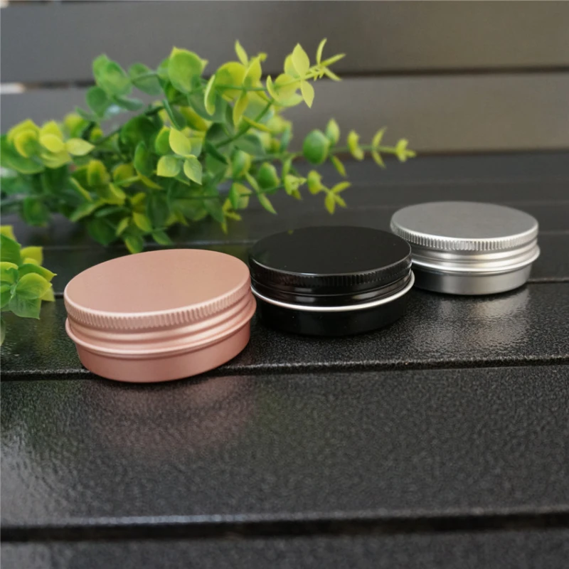 

30g Empty Round Aluminum Box Metal Tin Cans Rose Gold 30ml DIY Black Cosmetic 52*21mm Cream Containers Jar Tea Aluminum Pot