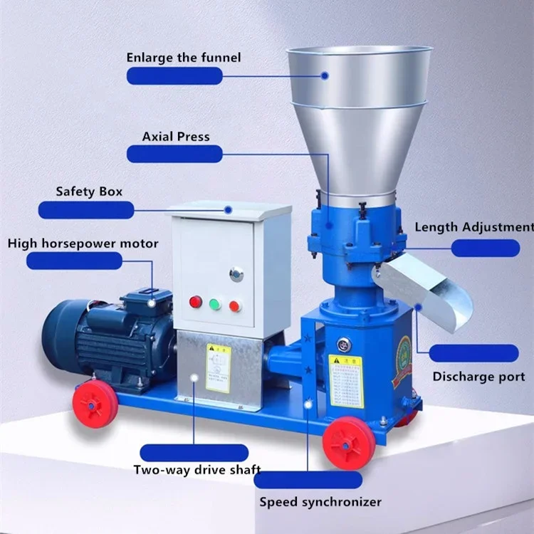 Fabricación de pellets Máquina de pellets Máquina de procesamiento de alimentos aves de corral pollo pescado cerdo cabra ganado Motor animal 55 proporcionado