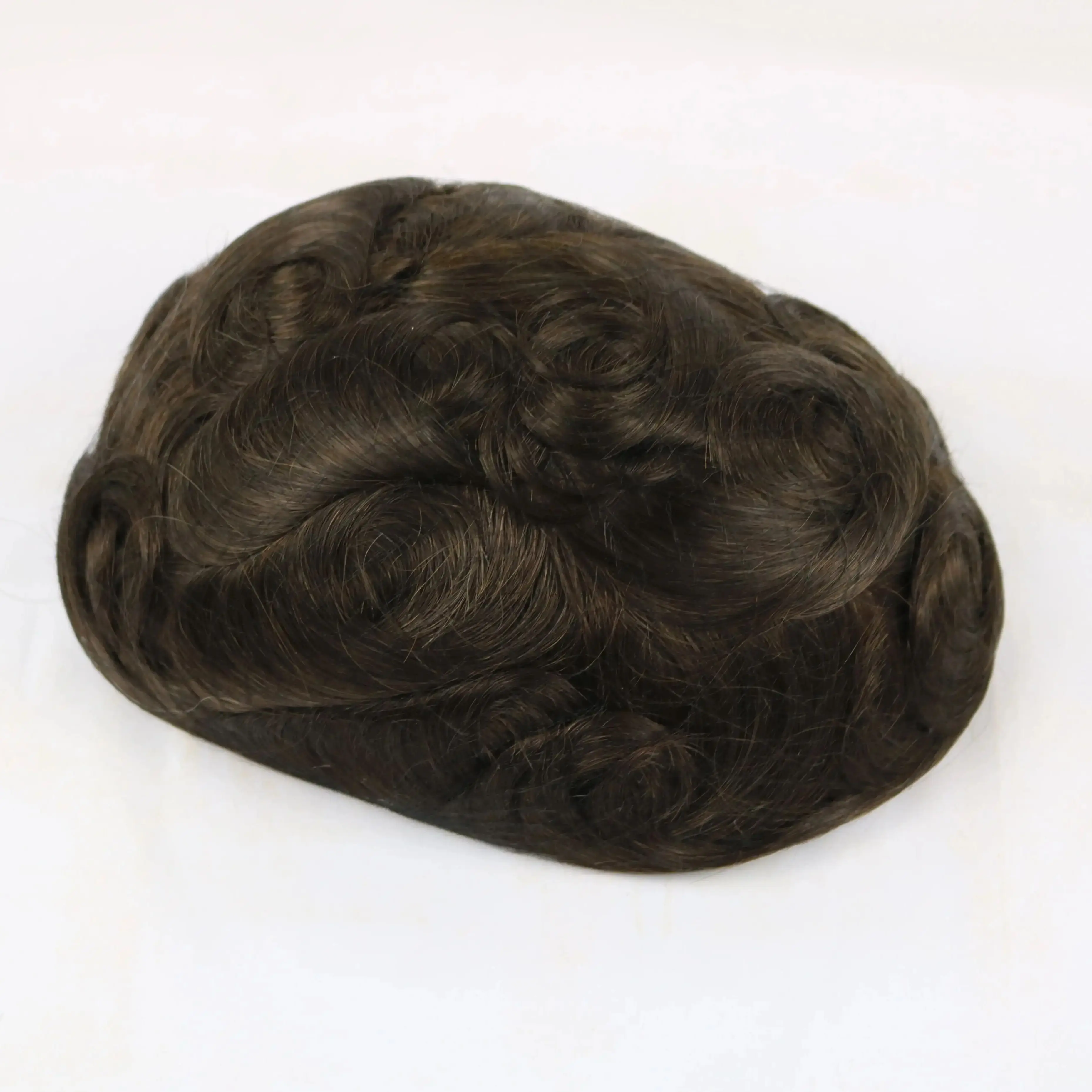 ผมแท้ 100% จากอินเดีย แบบบางพิเศษ มองไม่เห็นรอยต่อ ฐาน PU 0.05 มม. สำหรับผู้ชาย วิกผมผู้ชายแบบผูกปมสองชั้น ขนาด 6 นิ้ว  วัสดุทดแทนเส้นผม