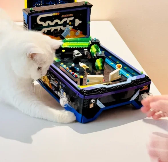 New Space Arcade Pinball Machine Building Blocks Set, Retro Game Table Model, Assembly Toy Gifts for Adults Christmas Collectibl