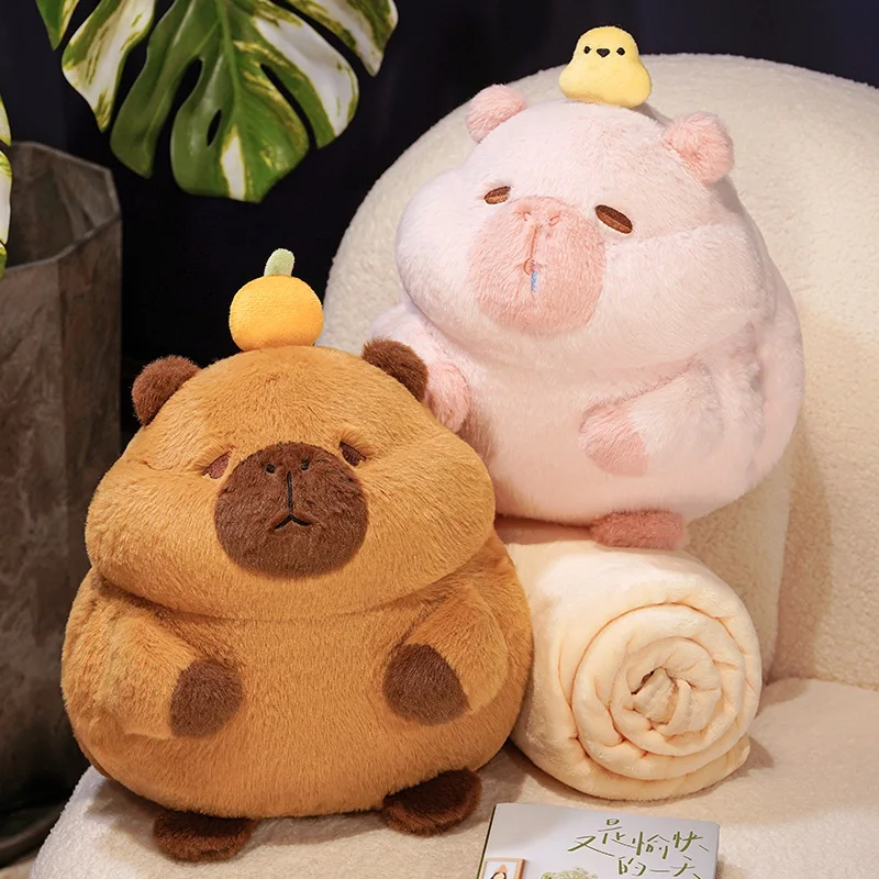 Creative 30cm Stuffed Dolls Capybara Pig Animals Three Capybara In One Blanket Toys Super Soft Decor Girls Boys Birthday Gifts