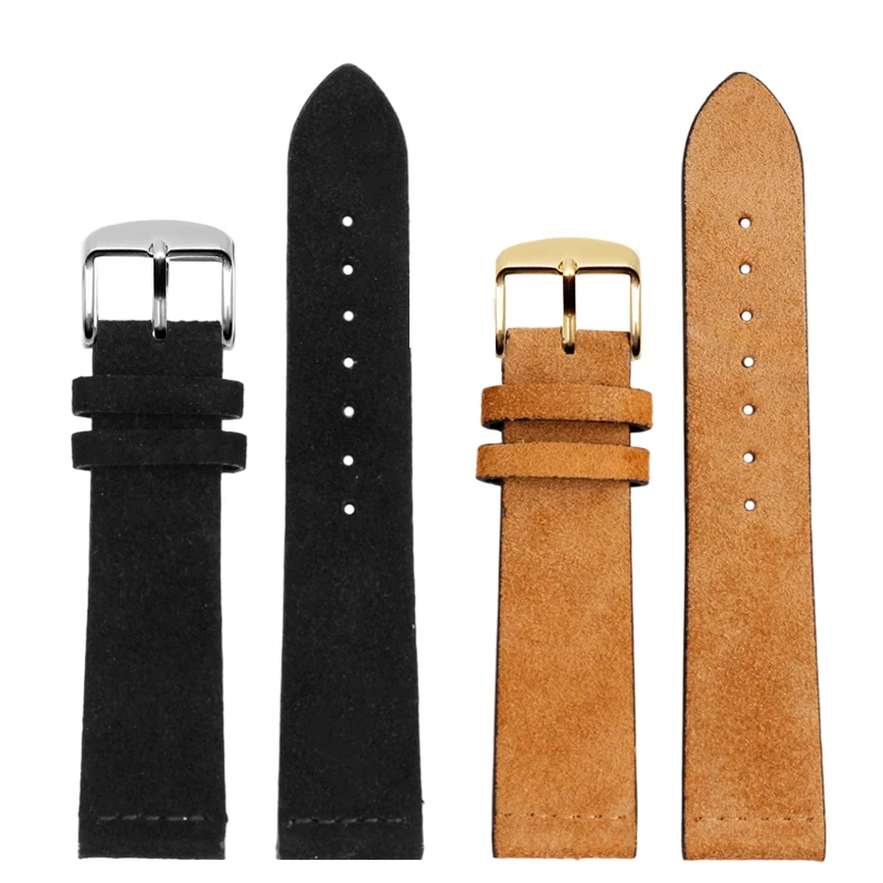 حزام جلد الغزال عالي الجودة لساعة كاسيو الصغيرة المربعة A168W A159 158 A1200/1300 حزام جلد البقر الناعم 18 مللي متر #6
