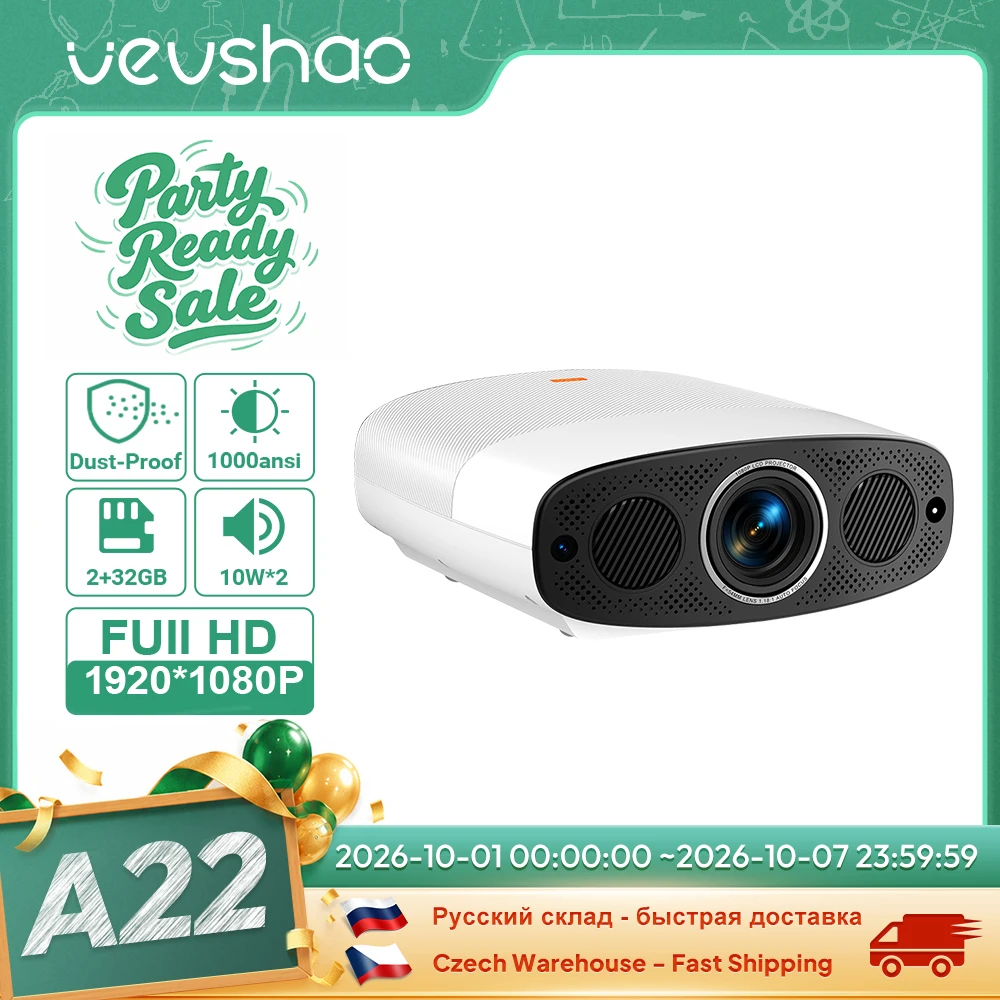 VEVSHAO A22 Full HD 1080P 4K Projector 1000 ANSI