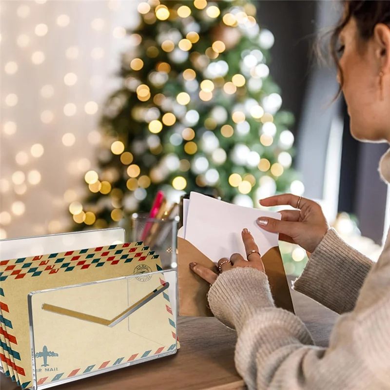 Clear Mail Organizer 2Pcs Acrylic Vertical File And Letter Holder For Desk Light-Weight Envelope And Bill Sorter