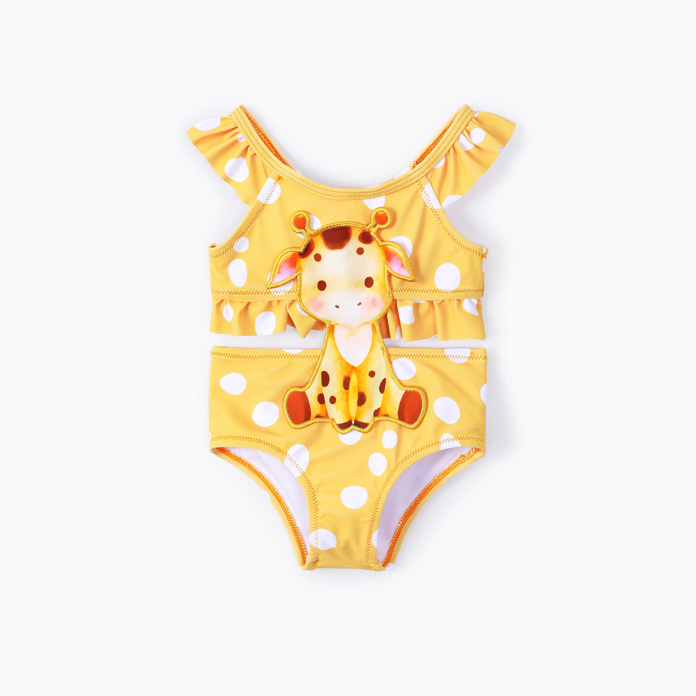 

PatPat Baby Girl Giraffe Embroidery Ruffled Swimsuit