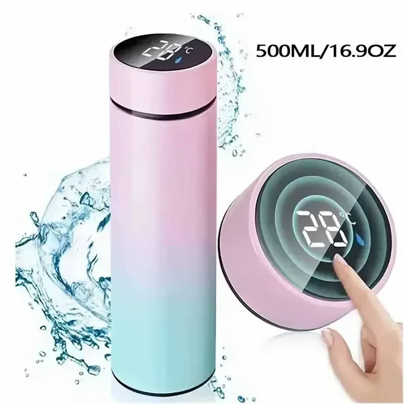 500ML Stainless steel thermos bottle with digital temperature display, Intelligent temperature measurement cup, LED