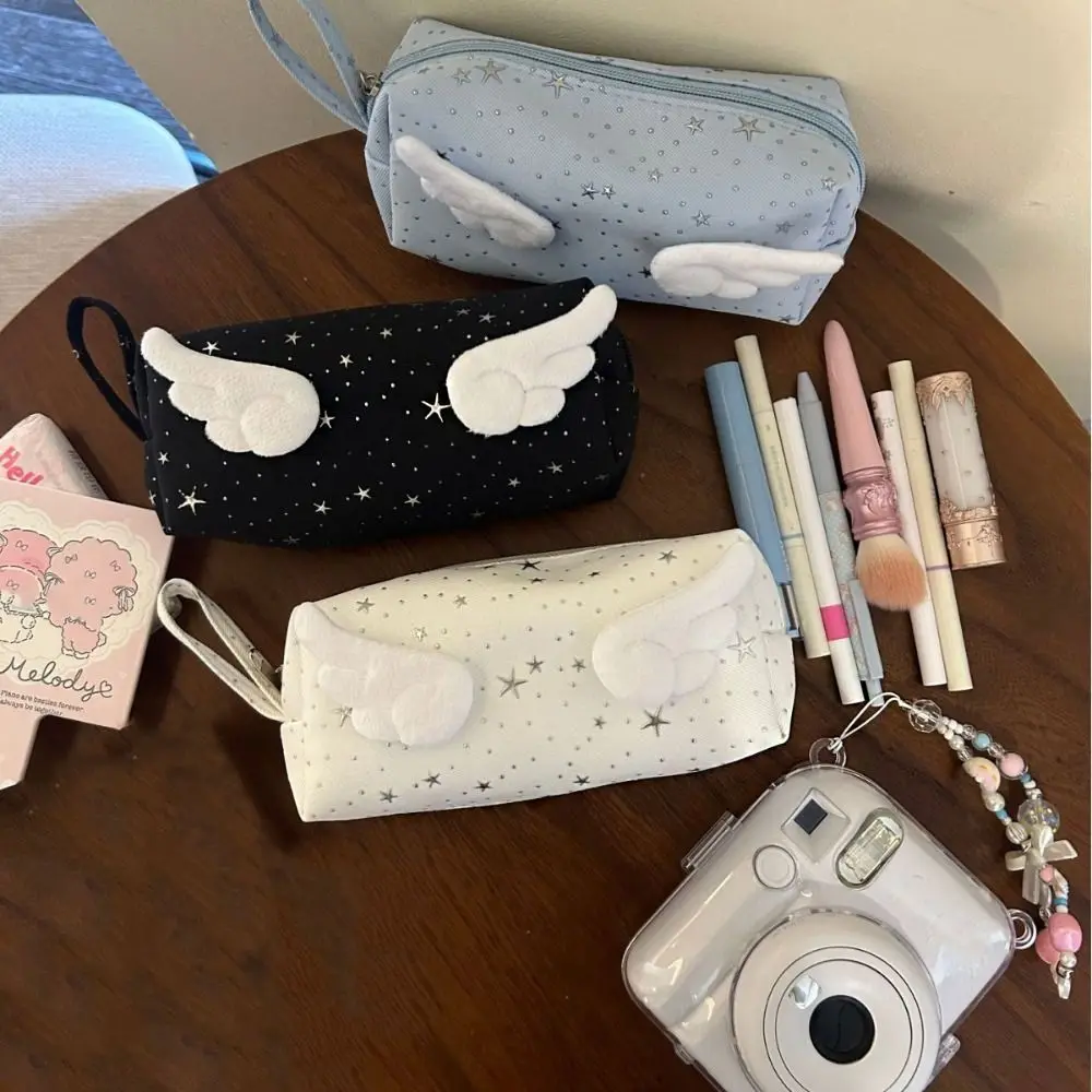 

Print Wings Star Dots Pencil Case Y2k Large Capacity Korean Style Pen Bag Desktop Storage Stationery Storage