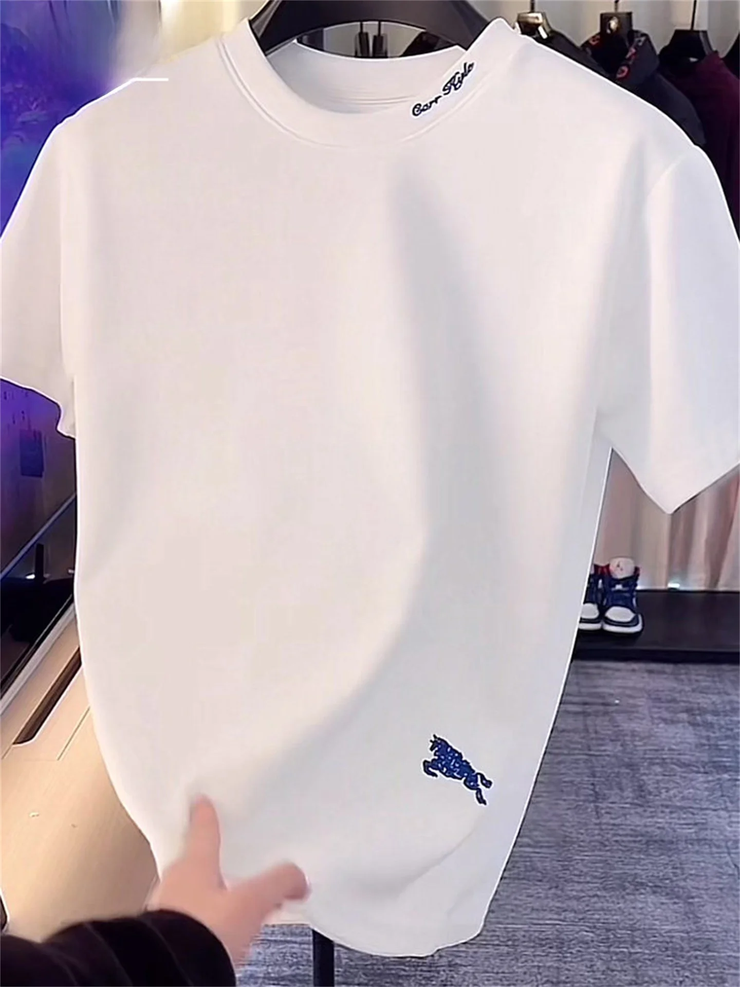 

High-End White War ort Sve T-irt Men's New 2026 Summer Pure Cotton Casual round Ne f Sve Top