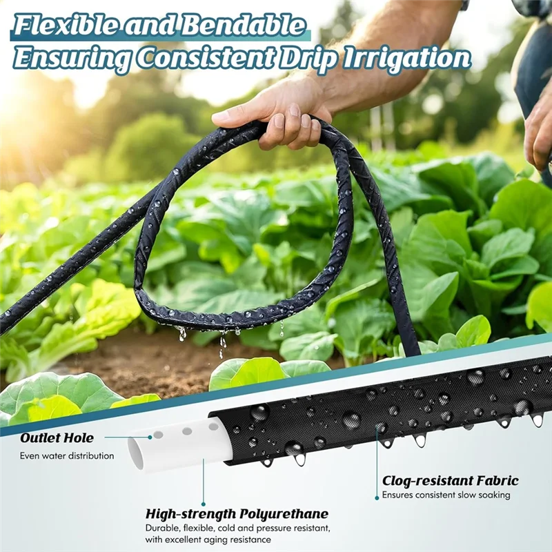 

ABFU-For Garden Hose For Drip Irrigation System-2 PCS, Soaker Hose 100Ft(50Ftx 2), Leakproof Design Saves 80% Water